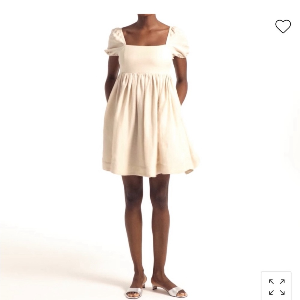 J Crew Puff-sleeve linen-cupro blend dress in Weathered Sand